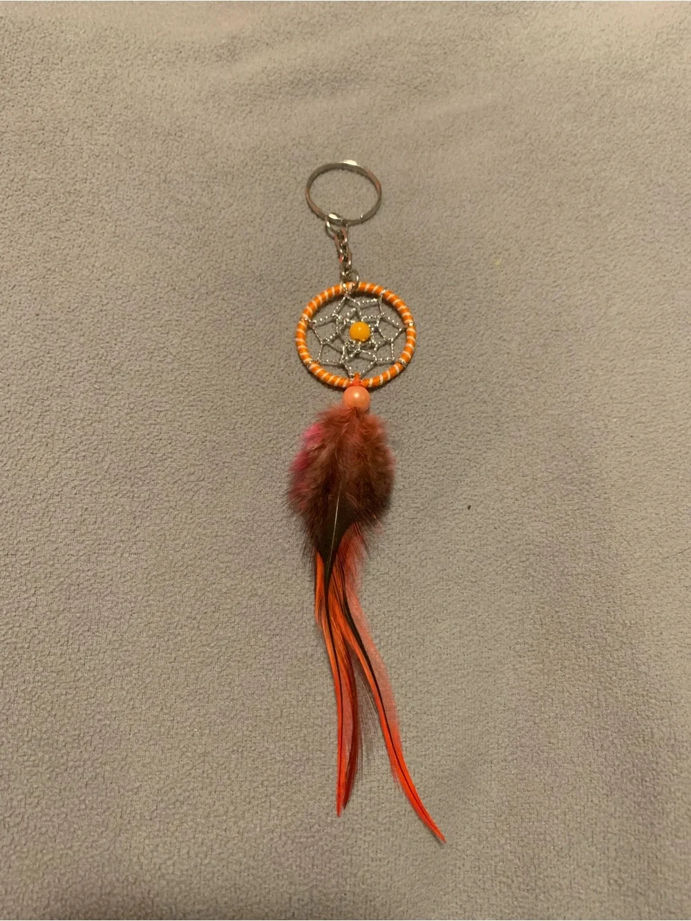 Orange Dreamcatcher Feather Keychain – Women Accessories Key & Card Holder